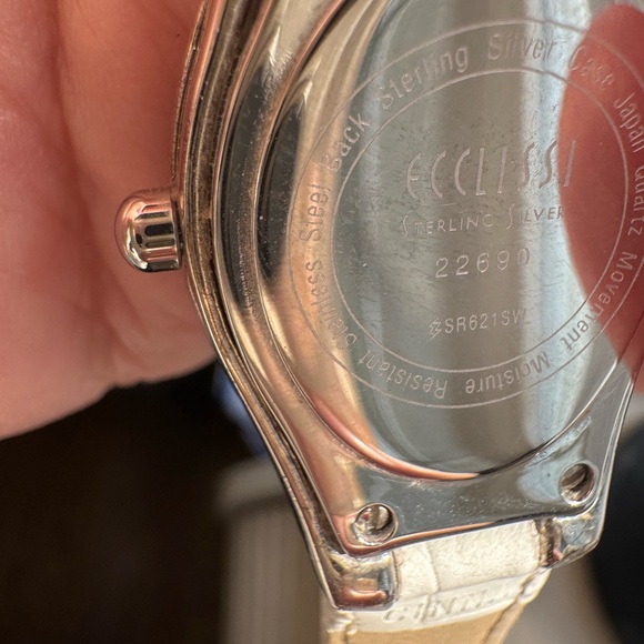Ecclissi Sterling Silver Watch with White Leather Strap main image 4